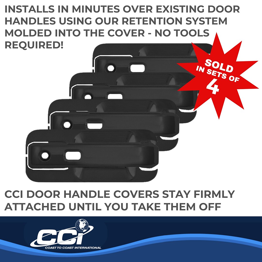 Coast to Coast Exterior Door Handle Cover, Black, ABS Plastic, With Door Handle Trim, With Smart Key, With Covers for 4 Doors – CCIDH68570SBK