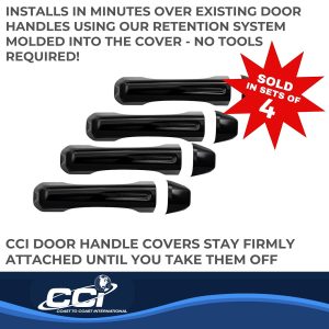 Coast to Coast Exterior Door Handle Cover, Gloss Black, ABS Plastic, Levers Only, Without Driver Side or Passenger Side Keyhole – CCIDH68580BBK