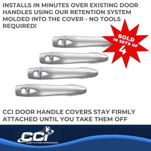 Coast to Coast Exterior Door Handle Cover, Chrome Plated, ABS Plastic, Levers Only, With Smart Key, With Covers for 4 Doors – CCIDH68581S