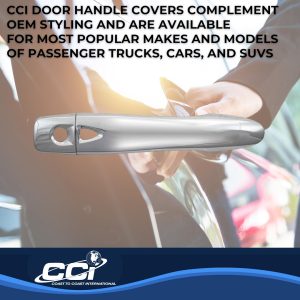 Coast to Coast Exterior Door Handle Cover, Chrome Plated, ABS Plastic, Levers Only, With Smart Key, With Covers for 4 Doors – CCIDH68581S