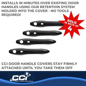 Coast to Coast Exterior Door Handle Cover, Gloss Black, ABS Plastic, Levers Only, With Smart Key, With Covers for 4 Doors – CCIDH68582SBK