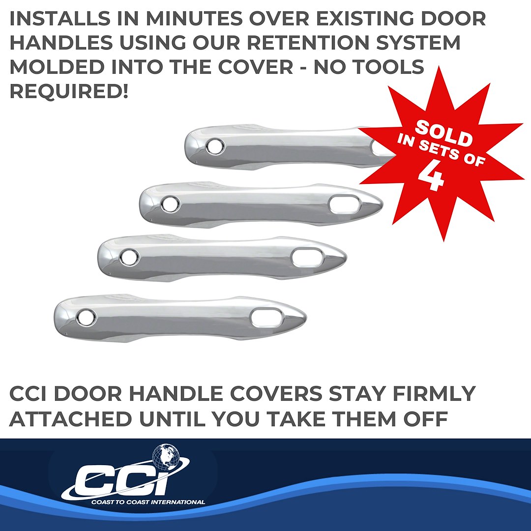 Coast to Coast Exterior Door Handle Cover, Chrome Plated, ABS Plastic, Levers Only, With Smart Key, With Covers for 4 Doors – CCIDH68584S