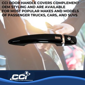 Coast to Coast Exterior Door Handle Cover, Gloss Black, ABS Plastic, Levers Only, With Smart Key, With Covers for 4 Doors – CCIDH68587SBK