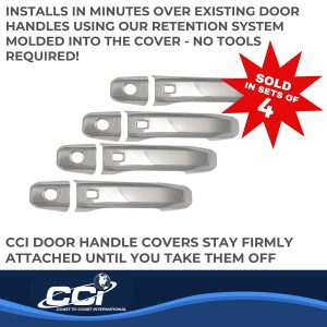 Coast to Coast Exterior Door Handle Cover, Chrome Plated, ABS Plastic, Levers Only, With Four Smart Key Cutouts/ Covers for Four Doors – CCIDH68588S