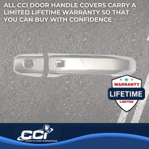 Coast to Coast Exterior Door Handle Cover, Chrome Plated, ABS Plastic, Levers Only, With Four Smart Key Cutouts/ Covers for Four Doors – CCIDH68588S