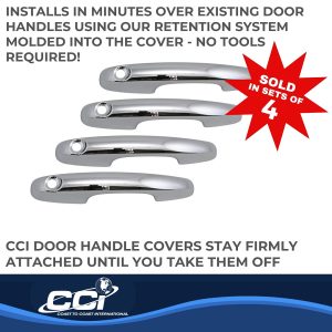Coast to Coast Exterior Door Handle Cover, Chrome Plated, ABS, Without Passenger Side Keyhole, Set of 4 – DH68590B