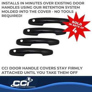 Coast to Coast Exterior Door Handle Cover, Painted, Gloss Black, ABS, Without Passenger Side Keyhole, Set of 4 – CCIDH68590BBK