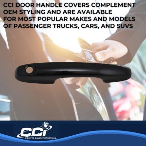 Coast to Coast Exterior Door Handle Cover, Painted, Gloss Black, ABS, Without Passenger Side Keyhole, Set of 4 – CCIDH68590BBK