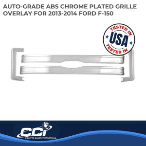 Coast to Coast Grille Insert, Overlay, Bar Style, 4 Piece, With Emblem Cutout, Chrome Plated, ABS Plastic – IWCGI113