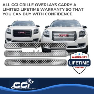 Coast to Coast Grille Insert, Overlay, Mesh Style, 3 Piece, With Emblem Cutout, Chrome Plated, ABS Plastic – IWCGI116