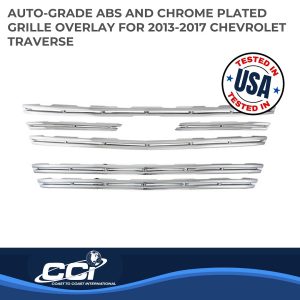 Coast to Coast Grille Insert, Overlay, Horizontal Bar Style, 5 Piece with Horizontal Bar Style Bumper Grille Insert, With Emblem Cutout – IWCGI117