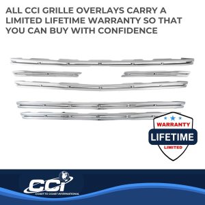 Coast to Coast Grille Insert, Overlay, Horizontal Bar Style, 5 Piece with Horizontal Bar Style Bumper Grille Insert, With Emblem Cutout – IWCGI117