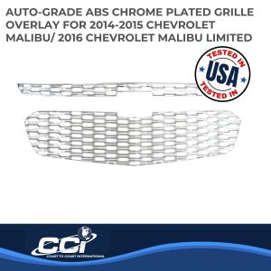Coast to Coast Grille Insert, Overlay, Honeycomb Style, 2 Piece, With Emblem Cutout, Chrome Plated, ABS Plastic – IWCGI128