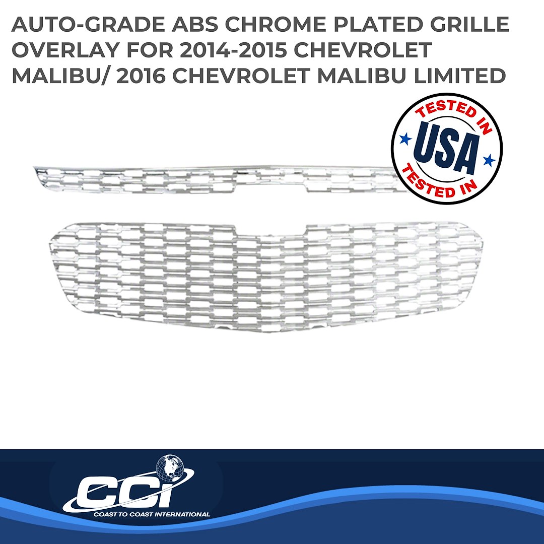 Coast to Coast Grille Insert, Overlay, Honeycomb Style, 2 Piece, With Emblem Cutout, Chrome Plated, ABS Plastic – IWCGI128