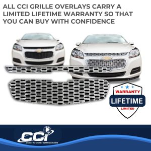 Coast to Coast Grille Insert, Overlay, Honeycomb Style, 2 Piece, With Emblem Cutout, Chrome Plated, ABS Plastic – IWCGI128