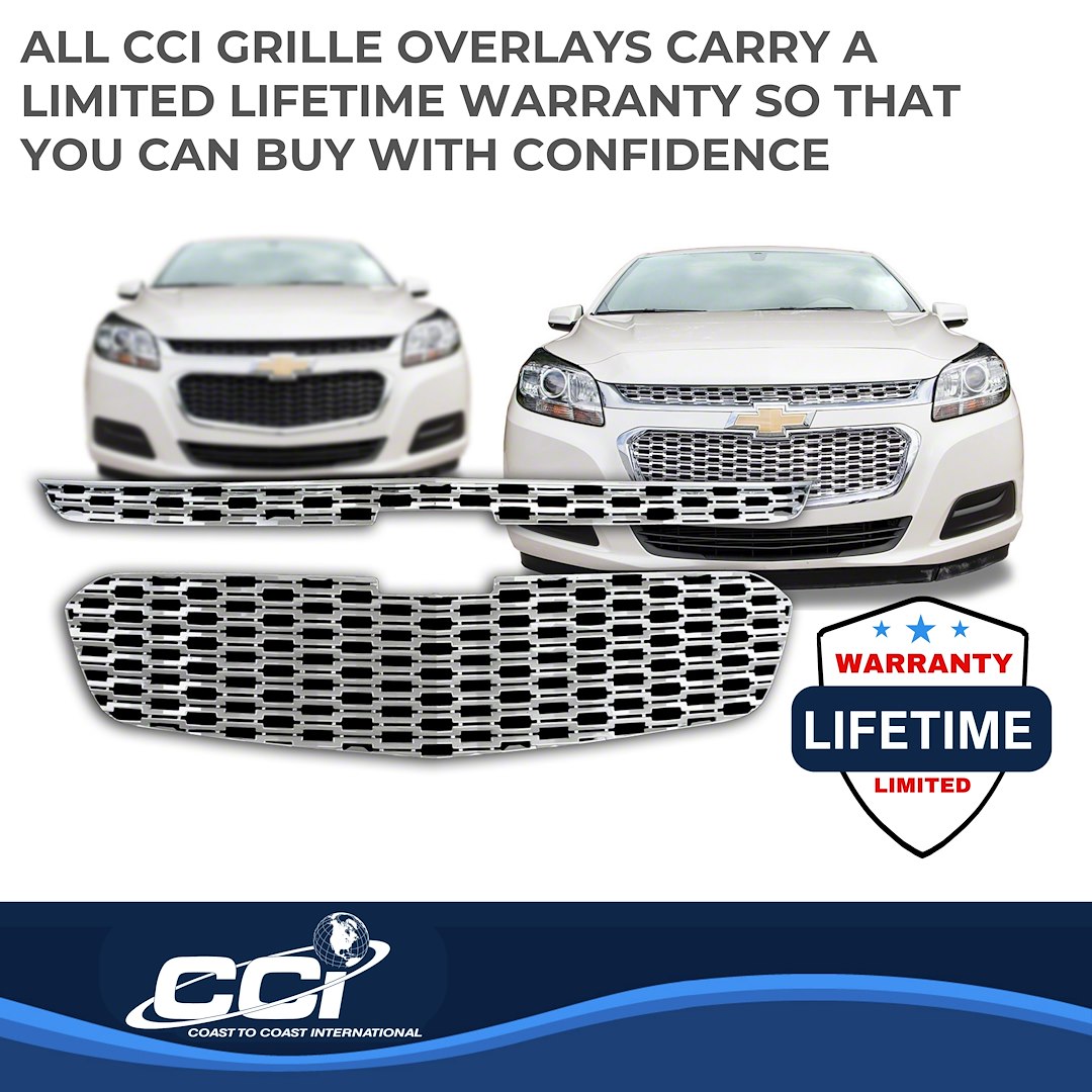 Coast to Coast Grille Insert, Overlay, Honeycomb Style, 2 Piece, With Emblem Cutout, Chrome Plated, ABS Plastic – IWCGI128