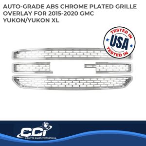 Coast to Coast Grille Insert, Overlay, Mesh Style, 4 Piece, With Emblem Cutout, Chrome Plated, ABS Plastic – IWCGI129