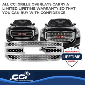 Coast to Coast Grille Insert, Overlay, Mesh Style, 4 Piece, With Emblem Cutout, Chrome Plated, ABS Plastic – IWCGI129