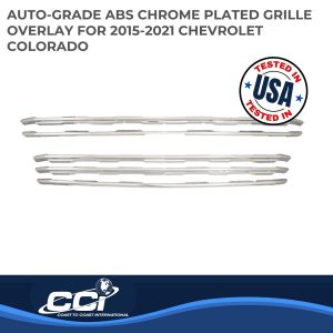 Coast to Coast Grille Insert, Overlay, Horizontal Bar Style, 2 Piece, With Emblem Cutout, Chrome Plated, ABS Plastic – IWCGI130