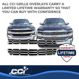 Coast to Coast Grille Insert, Overlay, 2 Piece, Chrome Plated, ABS Plastic – IWCGI136