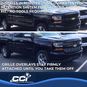 Coast to Coast Grille Insert, Overlay, 2 Piece, Chrome Plated, ABS Plastic – IWCGI136