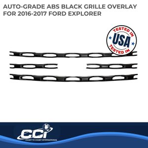 Coast to Coast Grille Insert, Overlay, Wide Oval Style, 4 Piece, With Emblem Cutout, Black, ABS Plastic – IWCGI139BLK