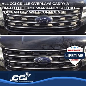 Coast to Coast Grille Insert, Overlay, Wide Oval Style, 4 Piece, With Emblem Cutout, Black, ABS Plastic – IWCGI139BLK