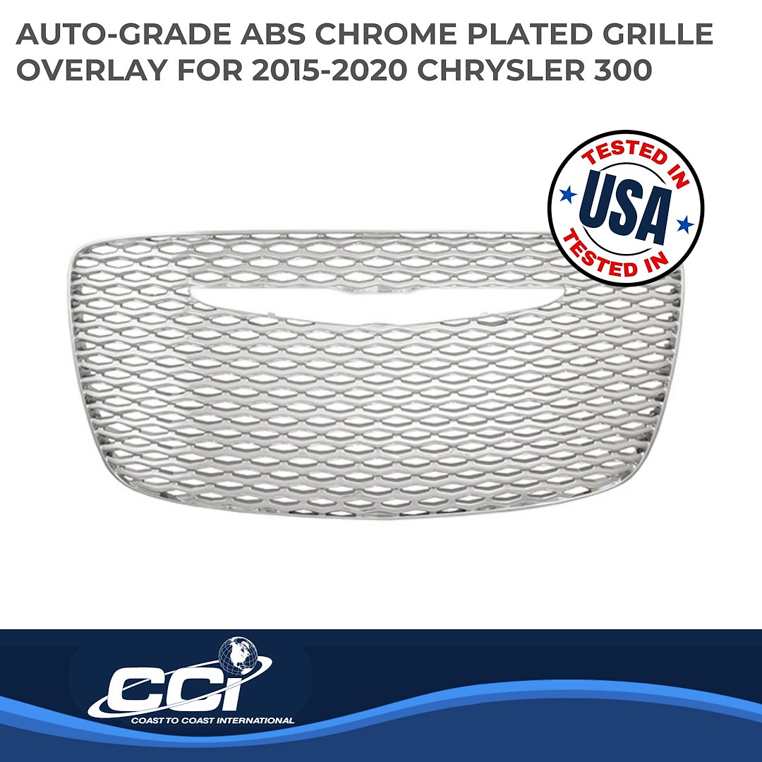 Coast to Coast Grille Insert, Overlay, Mesh Style, 1 Piece, With Emblem Cutout, Chrome Plated, ABS Plastic – IWCGI140