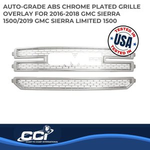 Coast to Coast Grille Insert, Overlay, Mesh Style, 2 Piece, With Emblem Cutout, Chrome Plated, ABS Plastic – IWCGI141