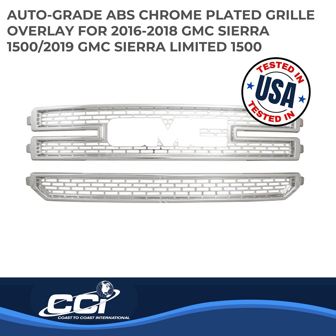 Coast to Coast Grille Insert, Overlay, Mesh Style, 2 Piece, With Emblem Cutout, Chrome Plated, ABS Plastic – IWCGI141