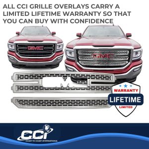 Coast to Coast Grille Insert, Overlay, Mesh Style, 2 Piece, With Emblem Cutout, Chrome Plated, ABS Plastic – IWCGI141