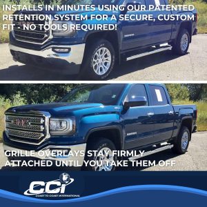 Coast to Coast Grille Insert, Overlay, Mesh Style, 2 Piece, With Emblem Cutout, Chrome Plated, ABS Plastic – IWCGI141