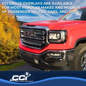 Coast to Coast Grille Insert, Overlay, Mesh Style, 2 Piece, With Emblem Cutout, Chrome Plated, ABS Plastic – IWCGI141