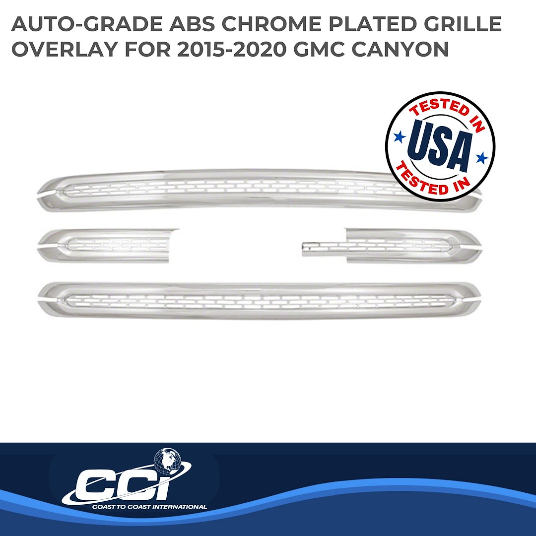 Coast to Coast Grille Insert, Overlay, Mesh Style, 4 Piece, With Emblem Cutout, Chrome Plated, ABS Plastic – IWCGI142
