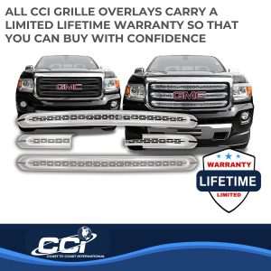 Coast to Coast Grille Insert, Overlay, Mesh Style, 4 Piece, With Emblem Cutout, Chrome Plated, ABS Plastic – IWCGI142
