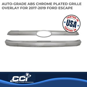 Coast to Coast Grille Insert, Overlay, Bar Style, 2 Piece, With Emblem Cutout, Chrome Plated, ABS Plastic – IWCGI148