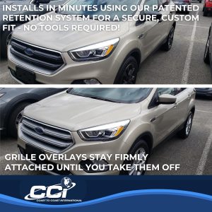 Coast to Coast Grille Insert, Overlay, Bar Style, 2 Piece, With Emblem Cutout, Chrome Plated, ABS Plastic – IWCGI148