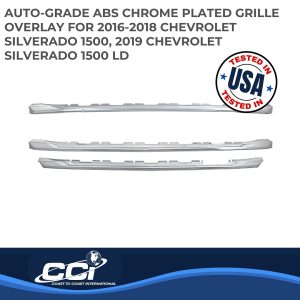 Coast to Coast Grille Insert, Overlay, Bar Style, 3 Piece, Chrome Plated, ABS Plastic – IWCGI158