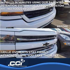 Coast to Coast Grille Insert, Overlay, Bar Style, 3 Piece, Chrome Plated, ABS Plastic – IWCGI158