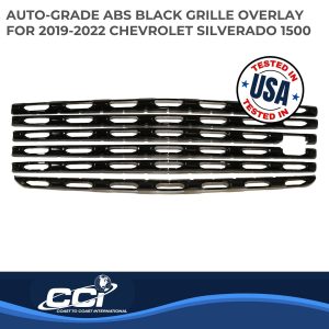 Coast to Coast Grille Insert, Overlay, 6 Piece, Gloss Black, ABS Plastic, With Logo Cutout – IWCGI167BLK