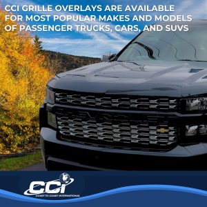 Coast to Coast Grille Insert, Overlay, 6 Piece, Gloss Black, ABS Plastic, With Logo Cutout – IWCGI167BLK