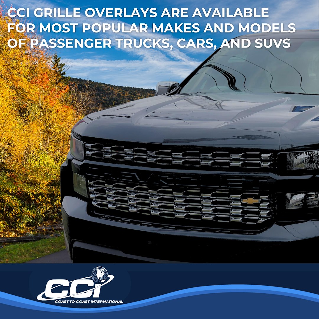 Coast to Coast Grille Insert, Overlay, 6 Piece, Gloss Black, ABS Plastic, With Logo Cutout – IWCGI167BLK