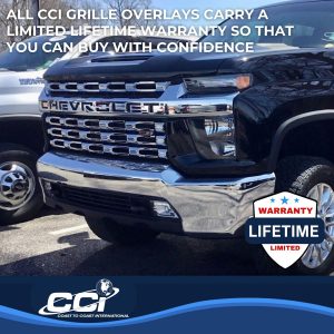 Coast to Coast Grille Insert, Overlay, 4 Piece, Chrome Plated, ABS Plastic, With Logo Cutout – CCIGI168