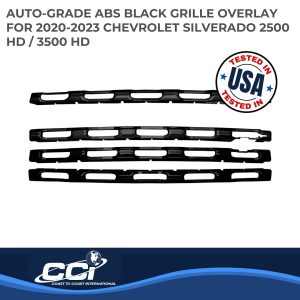 Coast to Coast Grille Insert, Overlay, 4 Piece, Gloss Black, ABS Plastic, With Logo Cutout – CCIGI168BLK