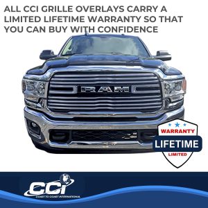 Coast to Coast Grille Insert, Overlay, 1 Piece, Bar Style, OEM Shape, Chrome Plated, ABS Plastic, Without Logo Cutout, Without Vents – GI170