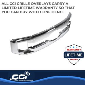 Coast to Coast Grille Insert, Overlay, 1 Piece, Bar Style, Chrome Plated, ABS Plastic – GI174