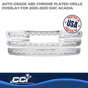 Coast to Coast Grille Insert, Overlay, Bar Style, 3 Piece, Without Light Cutouts, With Logo Cutout, Chrome, Plastic – IWCGI175