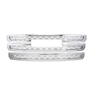 Coast to Coast Grille Insert, Overlay, Bar Style, 3 Piece, Without Light Cutouts, With Logo Cutout, Chrome, Plastic – IWCGI175