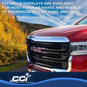 Coast to Coast Grille Insert, Overlay, Bar Style, 3 Piece, Without Light Cutouts, With Logo Cutout, Chrome, Plastic – IWCGI175