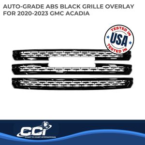 Coast to Coast Grille Insert, Overlay, Bar Style, 3 Piece, Without Light Cutouts, With Logo Cutout, Gloss Black, Plastic – IWCGI175BLK